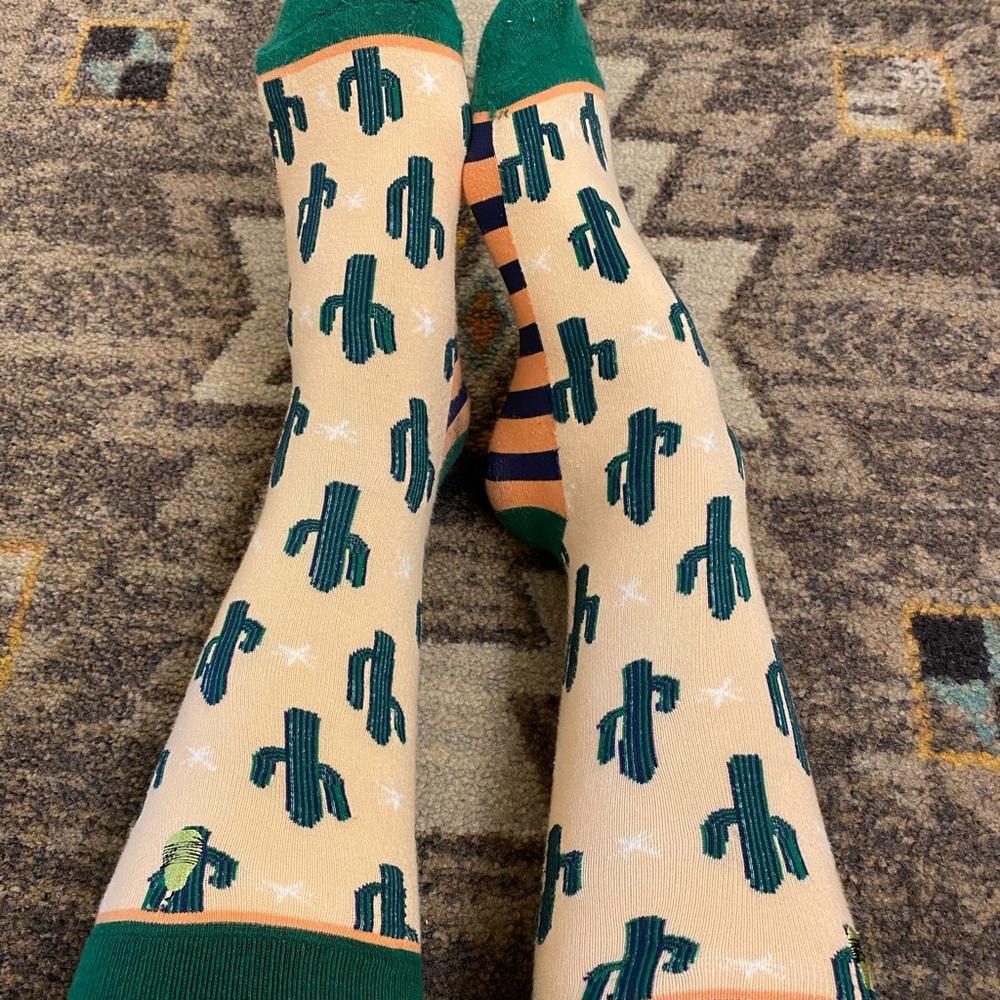 Woven Pear Cactus Crew Socks